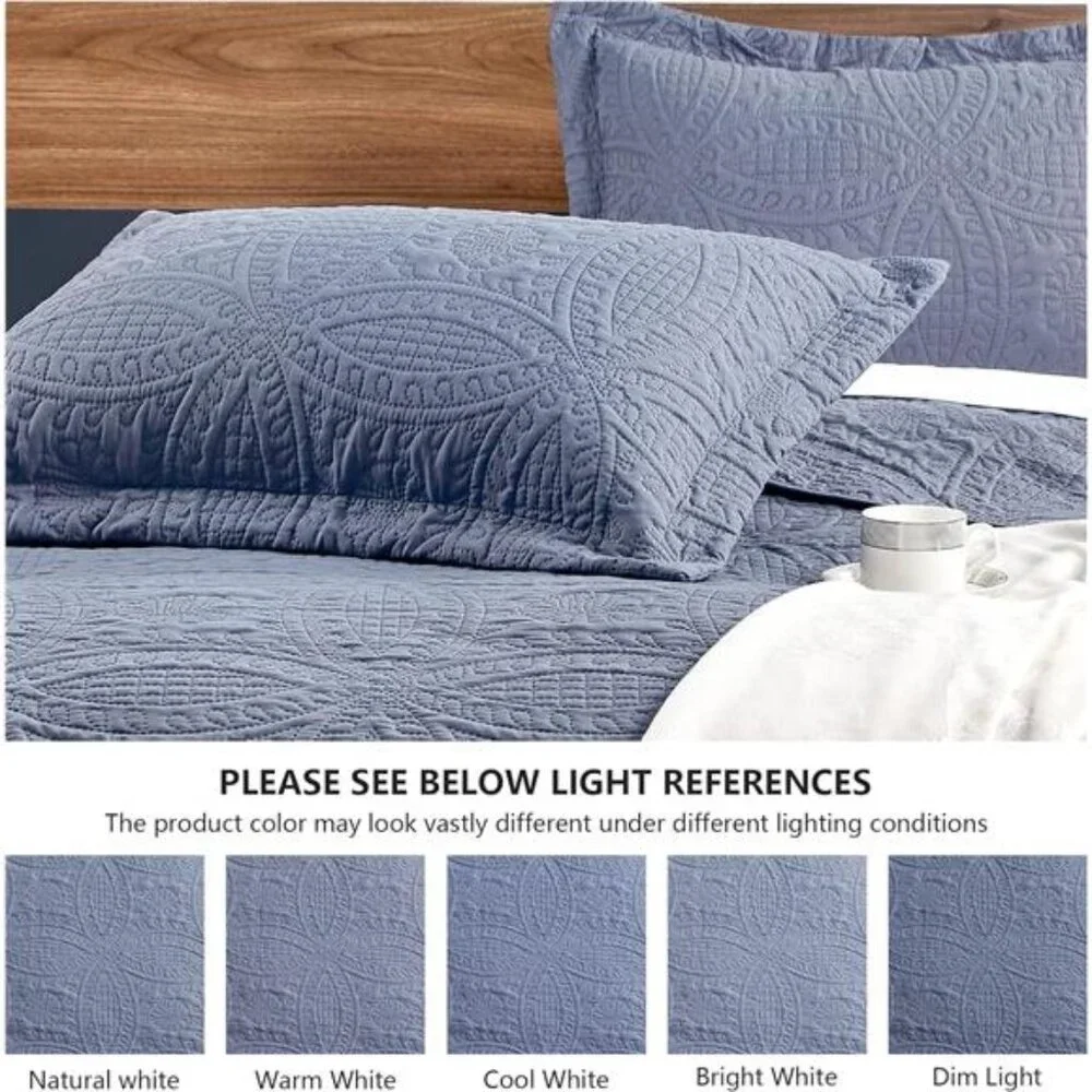 Love's cabin Quilts for Queen Bed Blue Bedspreads - Soft Bed Summer Lightweight